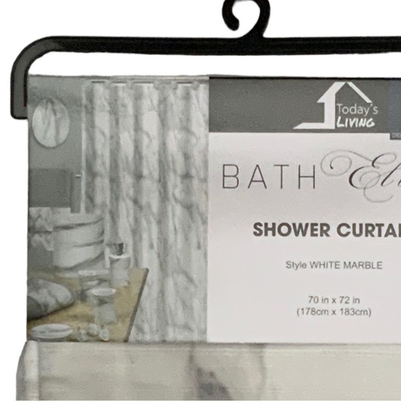 Today’s Living Marble Elite Bath Shower Curtain Easy Care Fabric White Gray - Picture 8 of 13